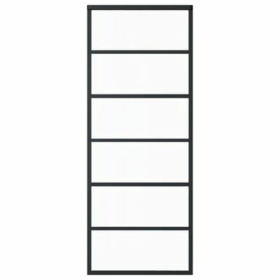 VidaXL Porte coulissante Verre ESG et aluminium 76x205 cm Noir 3 VidaXL Porte coulissante Verre ESG et aluminium 76x205 cm Noir