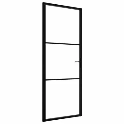 VidaXL Porte intérieure Verre ESG et aluminium 76x201,5 cm Noir 3 VidaXL Porte intérieure Verre ESG et aluminium 76x201,5 cm Noir