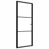 VidaXL Porte intérieure Verre ESG et aluminium 83x201,5 cm Noir -Matériaux de construction Soldes image 2 151199