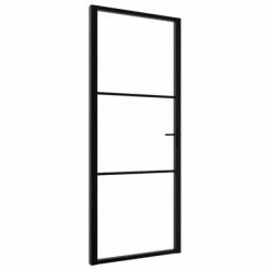 VidaXL Porte intérieure Verre ESG et aluminium 83x201,5 cm Noir