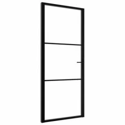 VidaXL Porte intérieure Verre ESG et aluminium 93x201,5 cm Noir