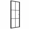 VidaXL Porte intérieure Verre ESG et aluminium 76x201,5 cm Noir -Matériaux de construction Soldes image 2 151202