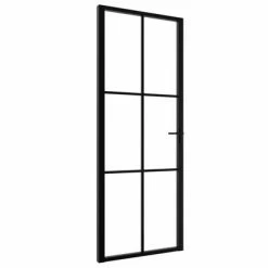 VidaXL Porte intérieure Verre ESG et aluminium 76x201,5 cm Noir