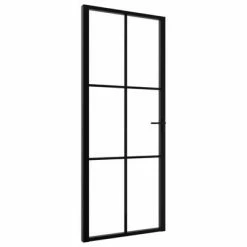 VidaXL Porte intérieure Verre ESG et aluminium 83x201,5 cm Noir