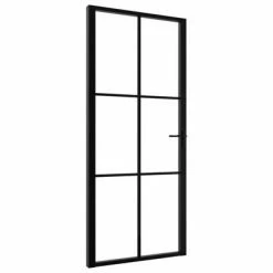 VidaXL Porte intérieure Verre ESG et aluminium 93x201,5 cm Noir