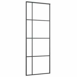 VidaXL Porte coulissante Verre ESG dépoli et aluminium 76x205 cm Noir