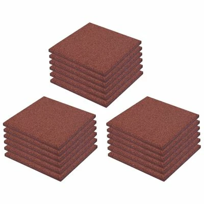 VidaXL Carreaux de protection antichoc 18pc Caoutchouc 50x50x3cm Rouge 3 VidaXL Carreaux de protection antichoc 18pc Caoutchouc 50x50x3cm Rouge