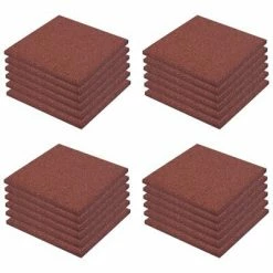 VidaXL Carreaux de protection antichoc 24pc Caoutchouc 50x50x3cm Rouge