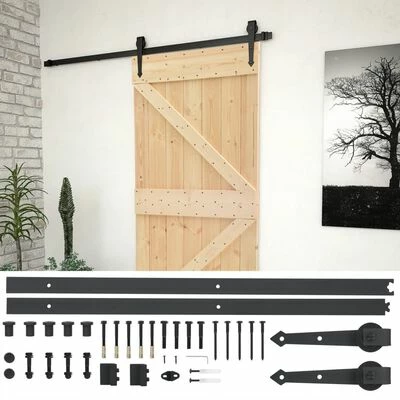 VidaXL Porte coulissante avec kit de quincaillerie 90x210cm Pin massif 3 VidaXL Porte coulissante avec kit de quincaillerie 90x210cm Pin massif