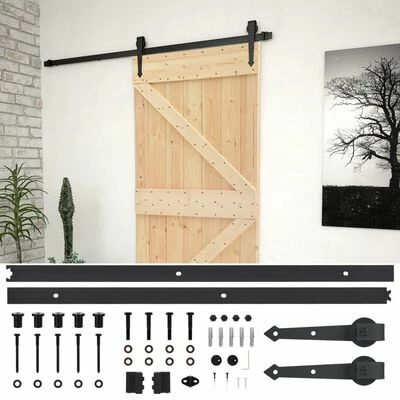 VidaXL Porte coulissante avec kit de quincaillerie 90x210cm Pin massif 3 VidaXL Porte coulissante avec kit de quincaillerie 90x210cm Pin massif