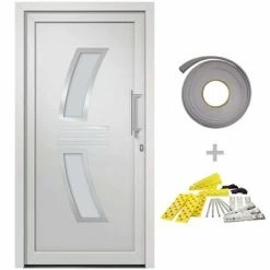 3057567 vidaXL Front Door White 98x208 cm (147144+203899)