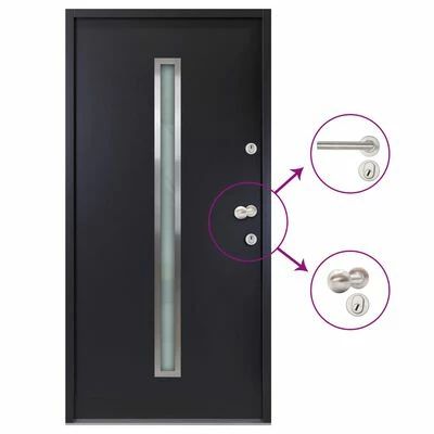 VidaXL Porte d'entrée Aluminium Anthracite 110x207,5 cm 3 VidaXL Porte d'entrée Aluminium Anthracite 110x207,5 cm