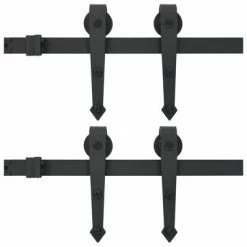 VidaXL Kits de fixation pour porte coulissante 2 pcs 200 cm Acier Noir