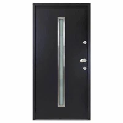 VidaXL Porte d'entrée Aluminium Anthracite 100x200 cm 4 VidaXL Porte d'entrée Aluminium Anthracite 100x200 cm – Image 2