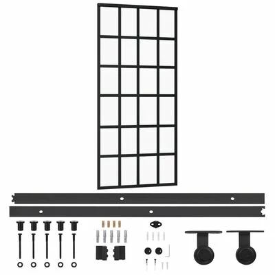 VidaXL Porte coulissante et quincaillerie Verre et Aluminium 90x205 cm 3 VidaXL Porte coulissante et quincaillerie Verre et Aluminium 90x205 cm