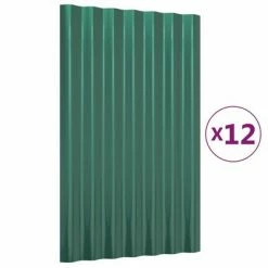 VidaXL Panneaux de toiture 12 pcs Acier enduit de poudre Vert 60x36 cm