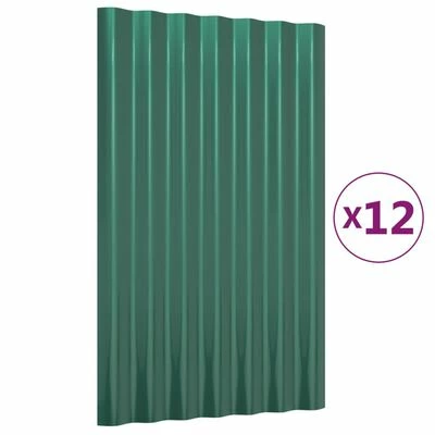 VidaXL Panneaux de toiture 12 pcs Acier enduit de poudre Vert 60x36 cm 3 VidaXL Panneaux de toiture 12 pcs Acier enduit de poudre Vert 60x36 cm