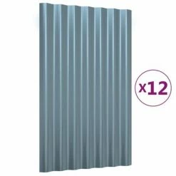 VidaXL Panneaux de toit 12 pcs Acier enduit de poudre Gris 60x36 cm