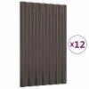 VidaXL Panneaux de toit 12 pcs Acier enduit de poudre Marron 60x36 cm