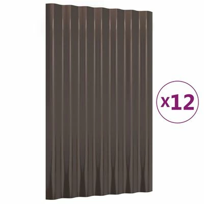 VidaXL Panneaux de toit 12 pcs Acier enduit de poudre Marron 60x36 cm 3 VidaXL Panneaux de toit 12 pcs Acier enduit de poudre Marron 60x36 cm