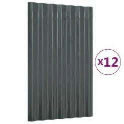VidaXL Panneaux de toit 12 pcs Acier enduit poudre Anthracite 60x36 cm