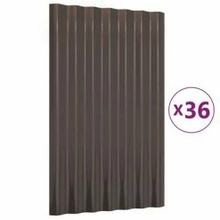 VidaXL Panneaux de toit 36 pcs Acier enduit de poudre Marron 60x36 cm