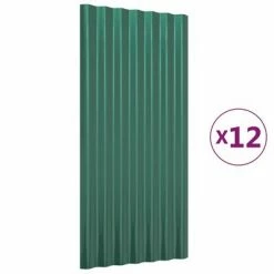 VidaXL Panneaux de toit 12 pcs Acier enduit de poudre Vert 80x36 cm