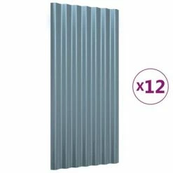 VidaXL Panneaux de toit 12 pcs Acier enduit de poudre Gris 80x36 cm