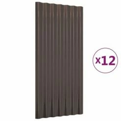 VidaXL Panneaux de toit 12 pcs Acier enduit de poudre Marron 80x36 cm