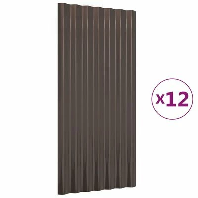 VidaXL Panneaux de toit 12 pcs Acier enduit de poudre Marron 80x36 cm 3 VidaXL Panneaux de toit 12 pcs Acier enduit de poudre Marron 80x36 cm