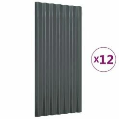 VidaXL Panneaux de toit 12 pcs Acier enduit poudre Anthracite 80x36 cm
