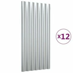 VidaXL Panneaux de toit 12 pcs Acier enduit de poudre Argenté 80x36 cm