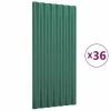 VidaXL Panneaux de toiture 36 pcs Acier enduit de poudre Vert 80x36 cm