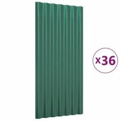 VidaXL Panneaux de toiture 36 pcs Acier enduit de poudre Vert 80x36 cm
