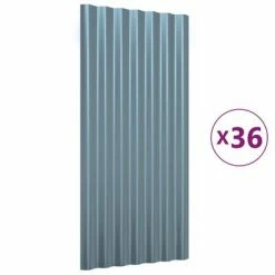 VidaXL Panneaux de toiture 36 pcs Acier enduit de poudre Gris 80x36 cm