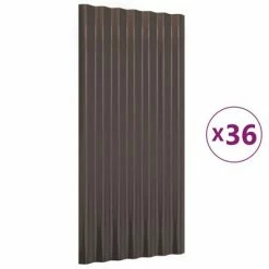 VidaXL Panneaux de toiture 36 pcs Acier enduit de poudre Brun 80x36 cm