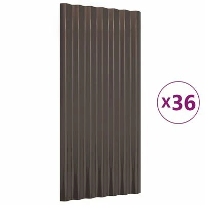 VidaXL Panneaux de toiture 36 pcs Acier enduit de poudre Brun 80x36 cm 3 VidaXL Panneaux de toiture 36 pcs Acier enduit de poudre Brun 80x36 cm