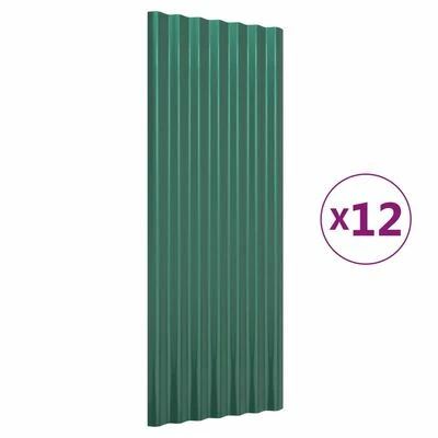 VidaXL Panneaux de toiture 12 pcs Acier enduit de poudre Vert 100x36cm 3 VidaXL Panneaux de toiture 12 pcs Acier enduit de poudre Vert 100x36cm