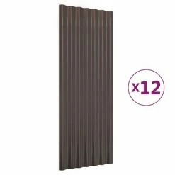 VidaXL Panneaux de toit 12 pcs Acier enduit de poudre Marron 100x36 cm