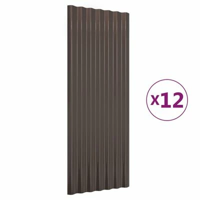 VidaXL Panneaux de toit 12 pcs Acier enduit de poudre Marron 100x36 cm 3 VidaXL Panneaux de toit 12 pcs Acier enduit de poudre Marron 100x36 cm