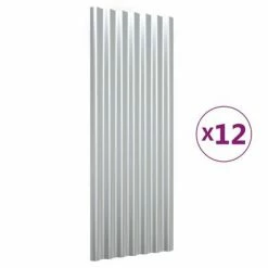 VidaXL Panneaux de toit 12 pcs Acier enduit de poudre Argenté 100x36cm
