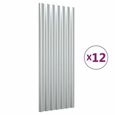VidaXL Panneaux de toit 12 pcs Acier enduit de poudre Argenté 100x36cm 3 VidaXL Panneaux de toit 12 pcs Acier enduit de poudre Argenté 100x36cm