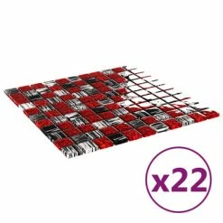 VidaXL Carreaux mosaïque 22 pcs Noir et rouge 30x30 cm Verre