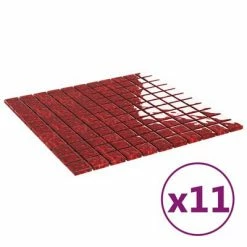 VidaXL Carreaux mosaïque 11 pcs Rouge 30x30 cm Verre