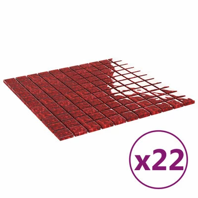 VidaXL Carreaux mosaïque 22 pcs Rouge 30x30 cm Verre 3 VidaXL Carreaux mosaïque 22 pcs Rouge 30x30 cm Verre