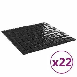 VidaXL Carreaux mosaïque 22 pcs Noir brillant 30x30 cm Verre