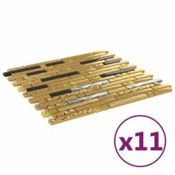 VidaXL Carreaux mosaïque 11 pcs Noir et doré 30x30 cm Verre