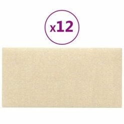 VidaXL Panneaux muraux 12 pcs Crème 30x15 cm Tissu 0,54 m²