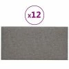 VidaXL Panneaux muraux 12 pcs Gris clair 30x15 cm Tissu 0,54 m²