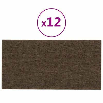 VidaXL Panneaux muraux 12 pcs Marron 30x15 cm Tissu 0,54 m² 3 VidaXL Panneaux muraux 12 pcs Marron 30x15 cm Tissu 0,54 m²